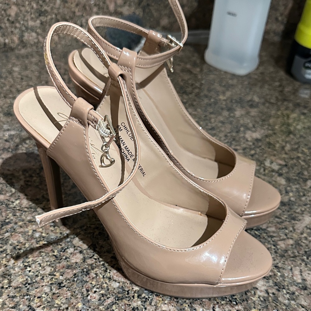 Thalia Sodi Nude Peep-Toe Heels